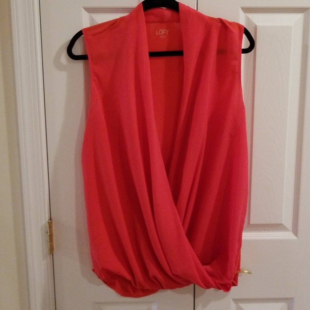 Coral/red front cross, ruched elastic bottom